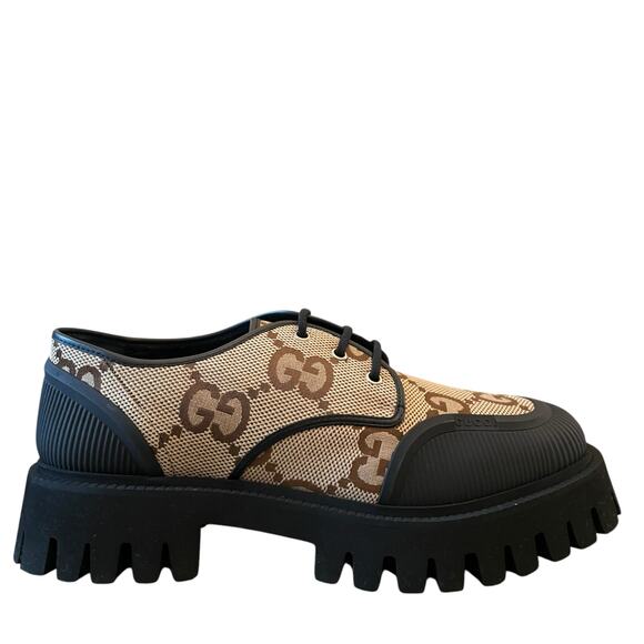 Gucci Maxi GG Supreme Shoes Camel Ebony Canvas Chunky Men's 11.5 | US 12 NEW - Picture 1 of 16